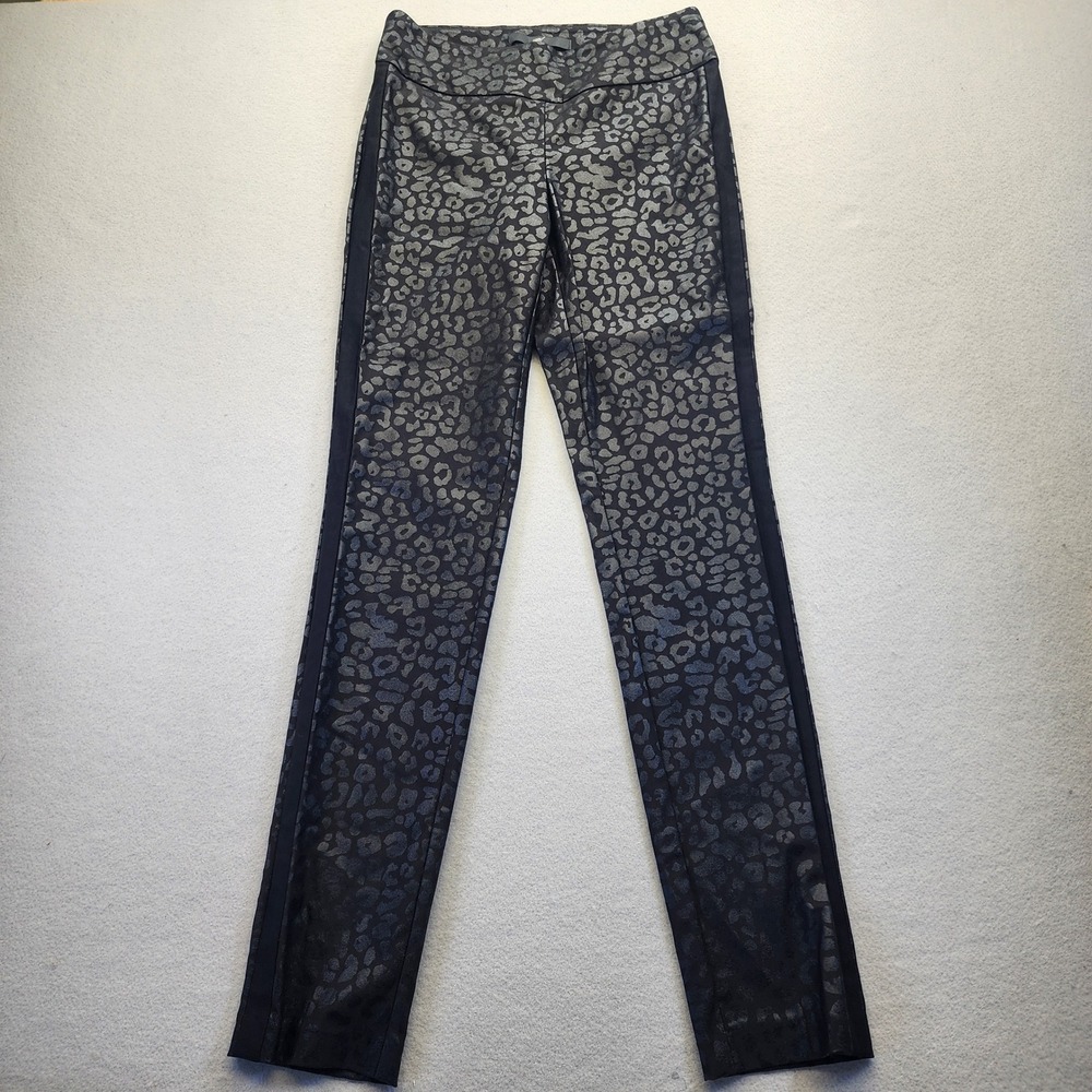 Up! Pants Montreal Grey Black Leopard Animal‎ Print Slim Trousers Size 6 66035UP